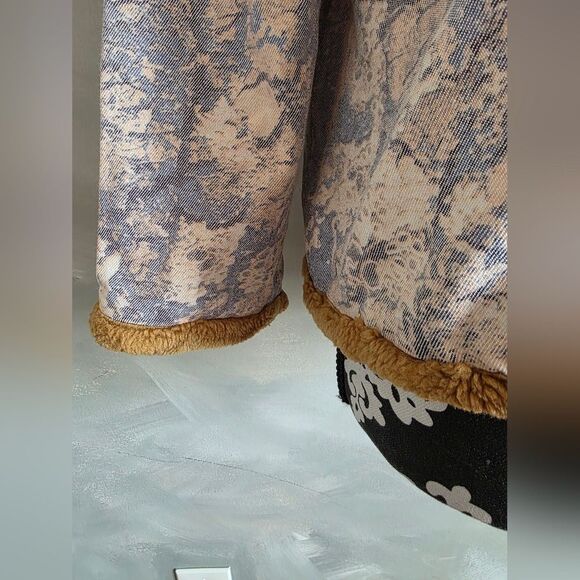 Chinese Style Womens Faux Fur Trim Embroidered Jacket Stand Collar Knot Closure - Picture 5 of 13